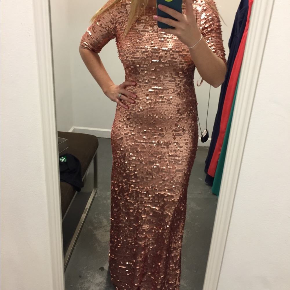 BCBG Rose Gold Sequin Gown - worn 1 time - Picture 3 of 4